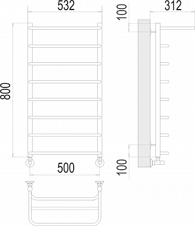 Полка П8 500х800  Полотенцесушитель  TERMINUS Старый Оскол - фото 3