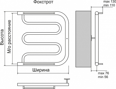 Фокстрот AISI 32х2 500х400 Полотенцесушитель  TERMINUS Старый Оскол - фото 4