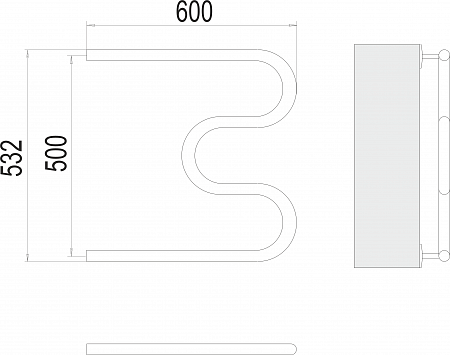 М-обр AISI 32х2 500х600 Полотенцесушитель  TERMINUS Старый Оскол - фото 3