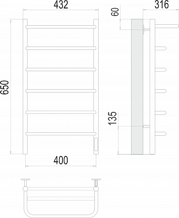 Полка П6 400х650 Электро (quick touch) Полотенцесушитель  TERMINUS Старый Оскол - фото 3
