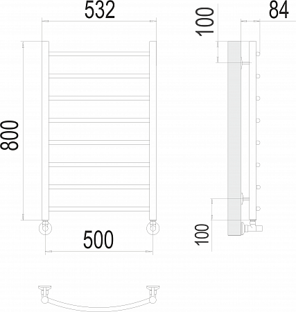 Классик П8 500х800 Полотенцесушитель  TERMINUS Старый Оскол - фото 3