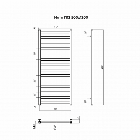 Ното П12 500х1200 Полотенцесушитель TERMINUS Старый Оскол - фото 3