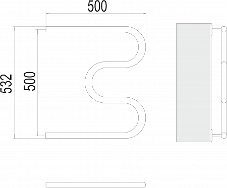 М-обр AISI 32х2 500х500 Полотенцесушитель  TERMINUS Старый Оскол - фото 3