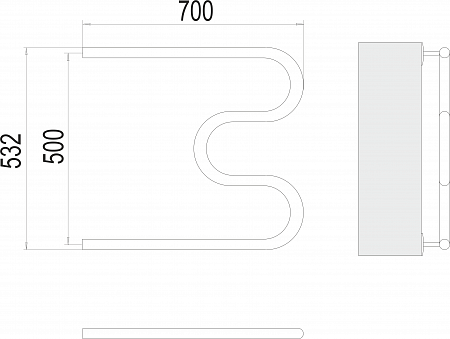 М-обр AISI 32х2 500х700 Полотенцесушитель  TERMINUS Старый Оскол - фото 3