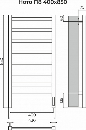 Ното П8 400х850 Электро (quick touch) Полотенцесушитель TERMINUS Старый Оскол - фото 3