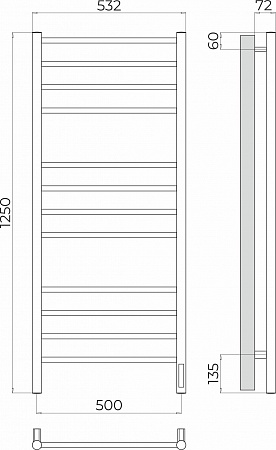 Аврора П12 500х1250 Электро (quick touch) Полотенцесушитель TERMINUS Старый Оскол - фото 3