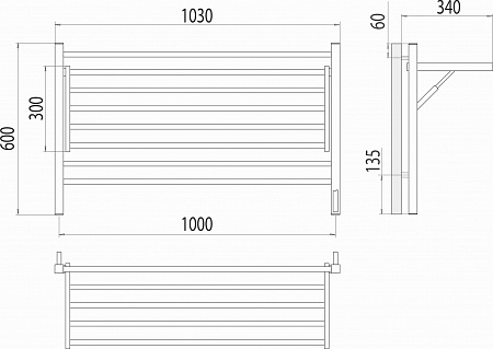 Горизонт П8 1000х600 электро КС ЧЕРНЫЙ МУАР (sensor quick touch) Полотенцесушитель TERMINUS Старый Оскол - фото 5